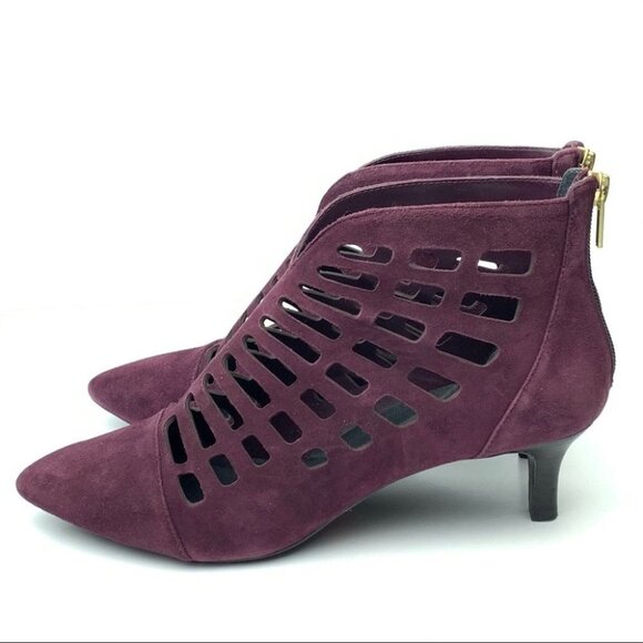 Rockport booties size 8.5 39 plum purple suede cut out cap pointy toe boots - Picture 4 of 12